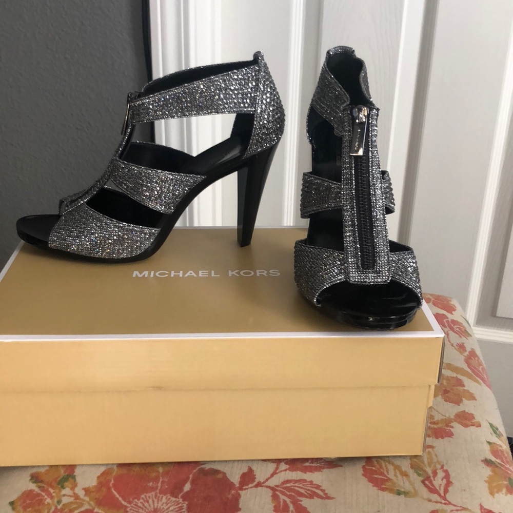 Michael Kors T-Strap Glitter Dress Sandal